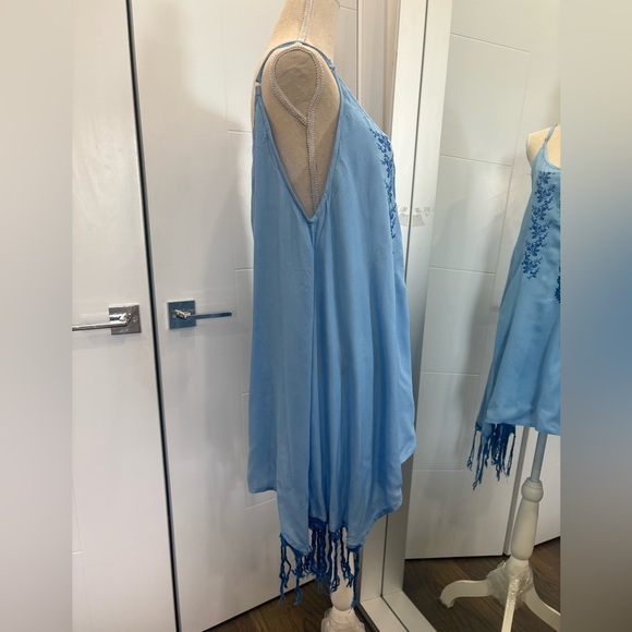 Blue Embroidered High Low Dress - Picture 7 of 17